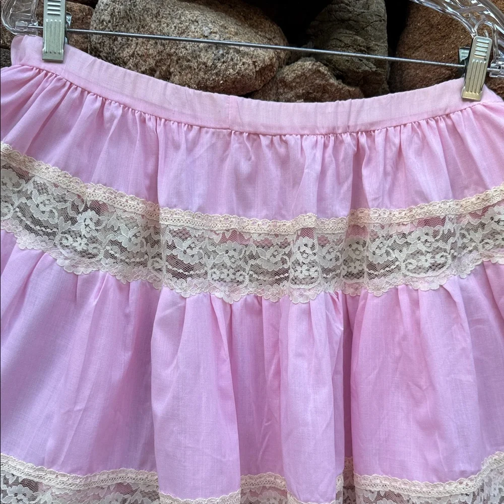 Vintage Chic Pink & Lace Full-Circle Skirt tutu square-dance retro rockabilly - Picture 6 of 14